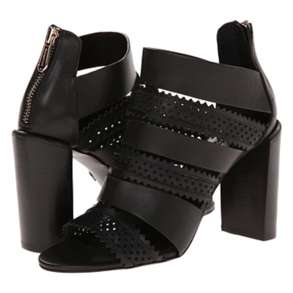 See by Chloe Star Perforated Sandal‎ Stacked Heel Black Size 37